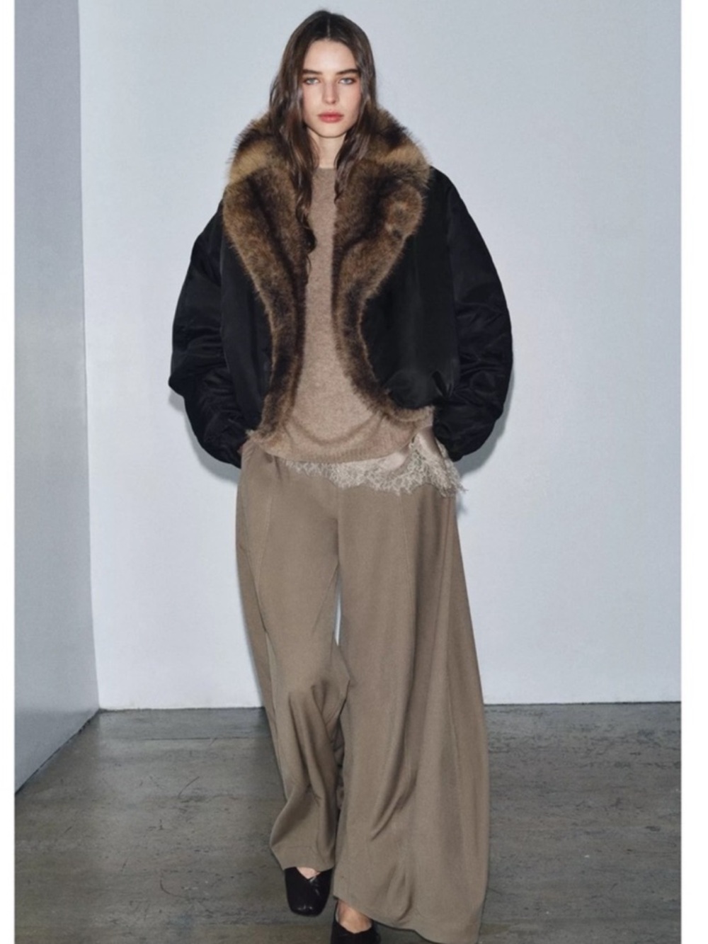 FAUX FUR COLLAR BOMBER JACKET like Zara - Picture 8 of 8